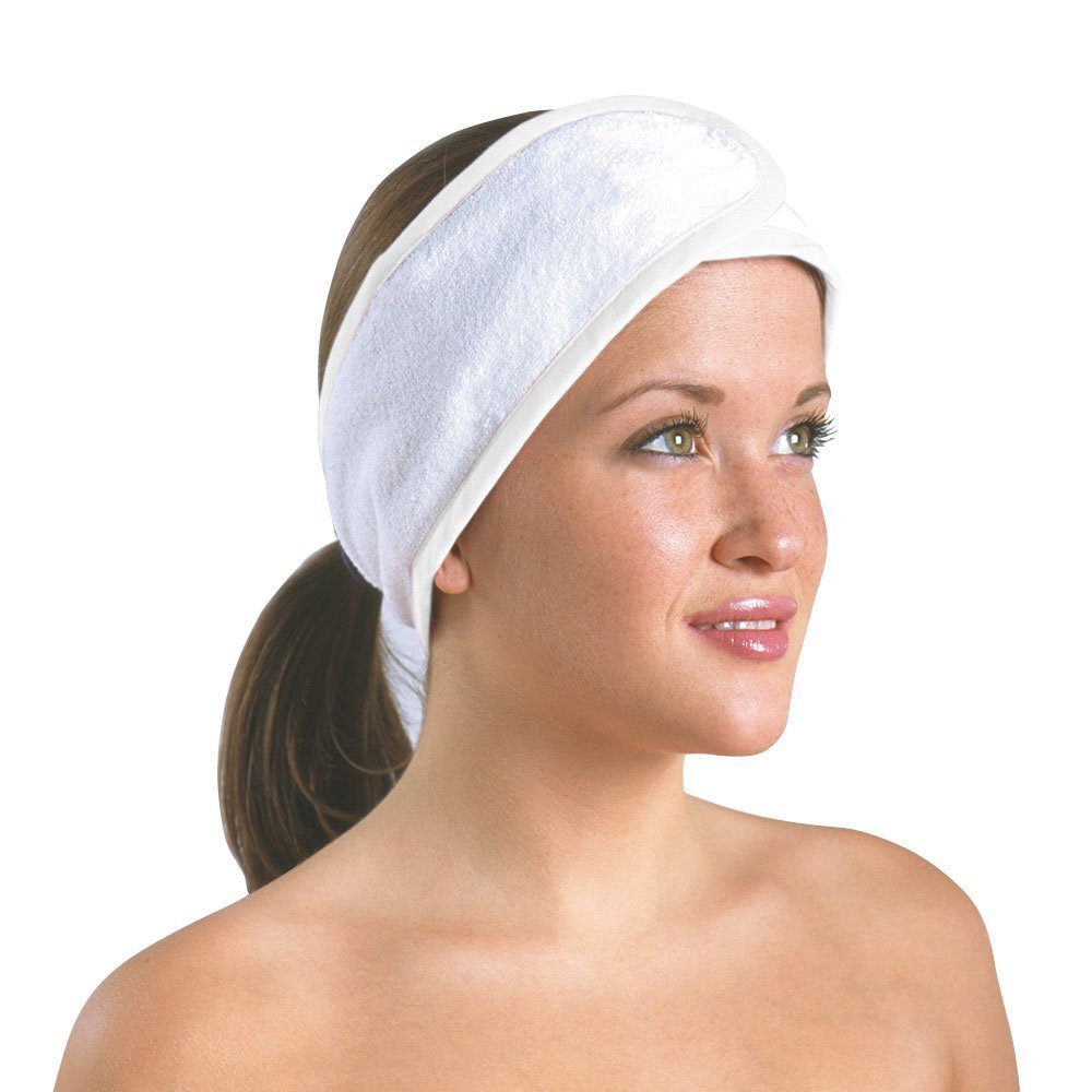 JMT Beauty White Spa Terrycloth Headband, 3" X 25", A Pack of 3 Pcs