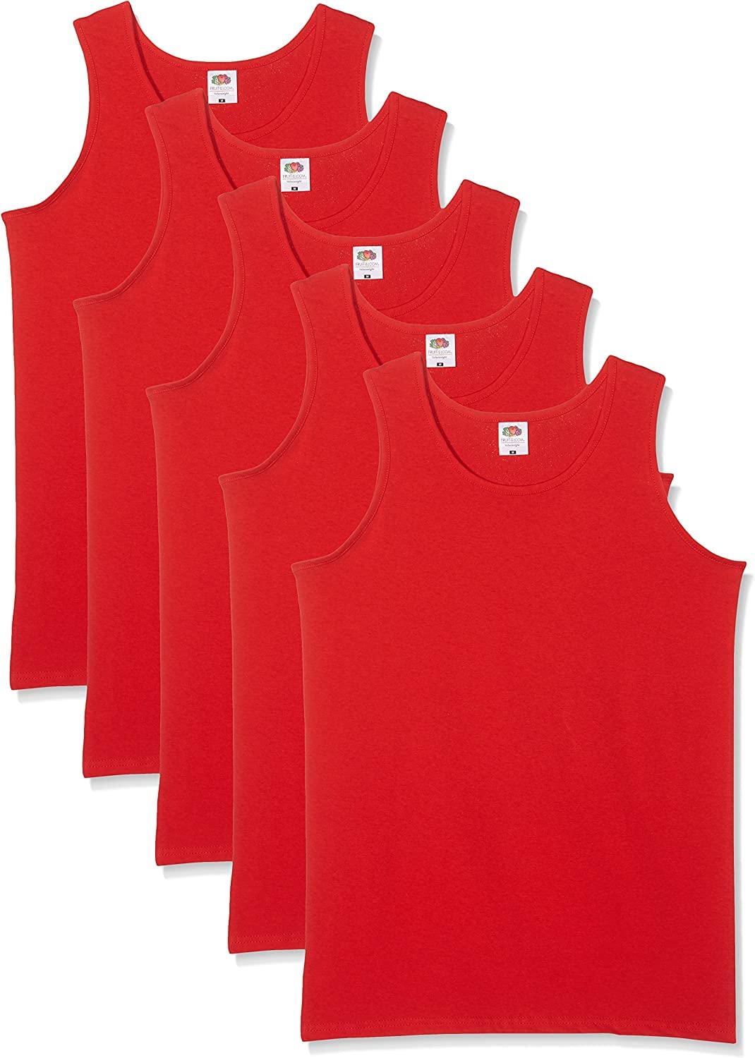 Fruit of the Loom Herren Regular Fit Unterhemd 5-Pack Athletic Mens, Rot (Red), X-Large
