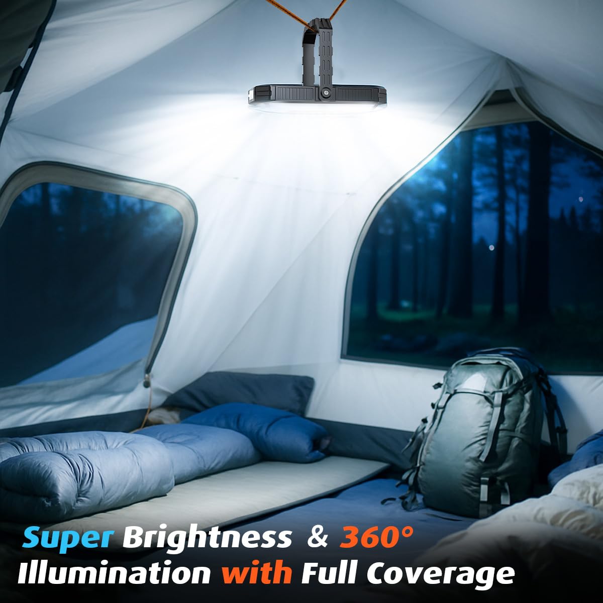Linterna LED recargable de 4000 lm, 10000 mAh, luces de camping portátiles de hasta 120 horas o más, 12 modos de luz, regulable, pantalla digital LCD, impermeable, artículos esenciales de camping para