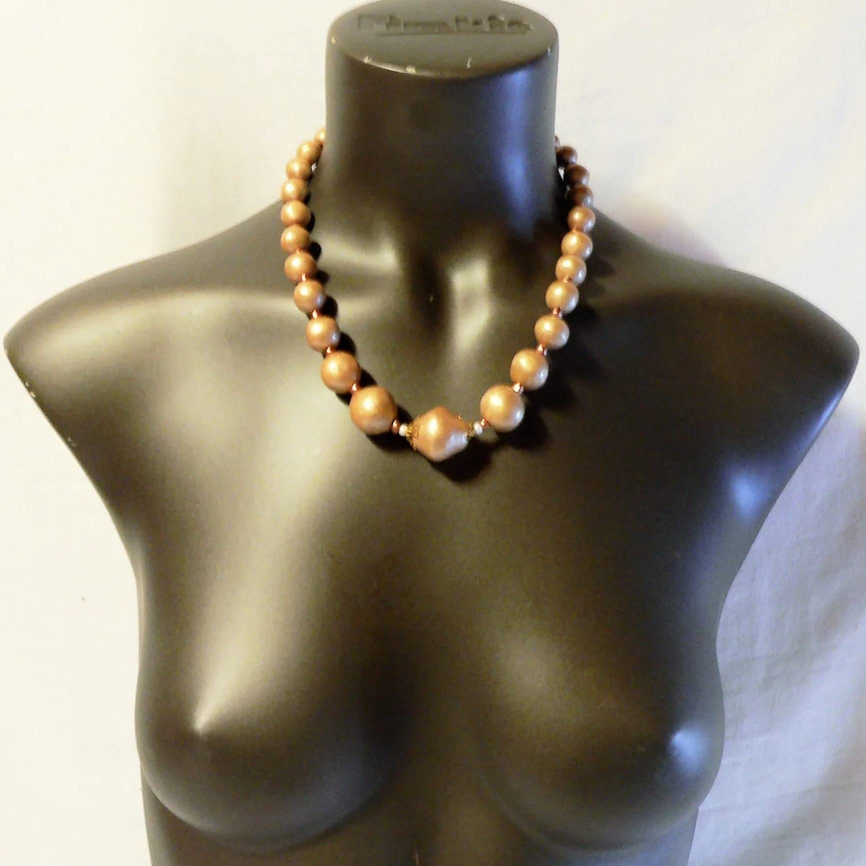 Collar para Mujer, Cuentas de Cerámica, Color Champán-Albaricoque