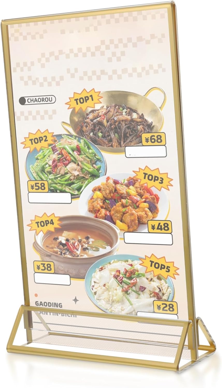 Mikinona 6pcs Double Sided Menu Rack Acrylic Stand Table Sign for Banquet Event Wedding