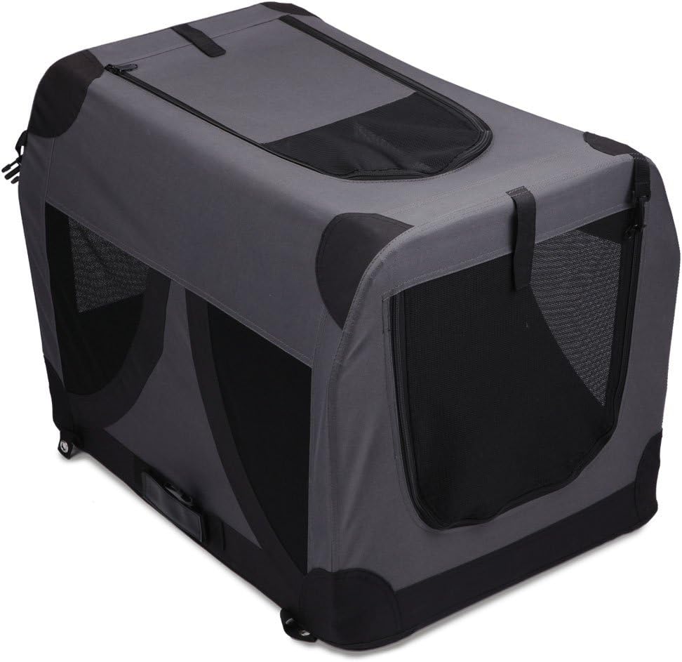 M-PETS Comfort Crate Foldable Dog Crate – Portable Wire & Oxford Soft Crate with Metal Frame, Quick Setup Travel Kennel (XXL)
