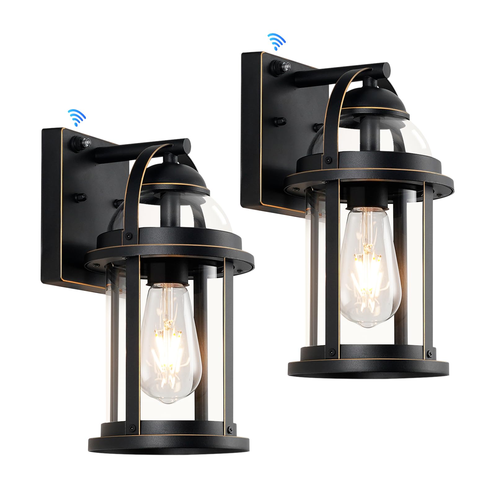OKELI Dusk to Dawn Outdoor Wall Lights, Rustic Wall Lanterns with Clear Glass Shades, Anti-Rust Exterior Lights for Garage, Patio, Porch-image-40
