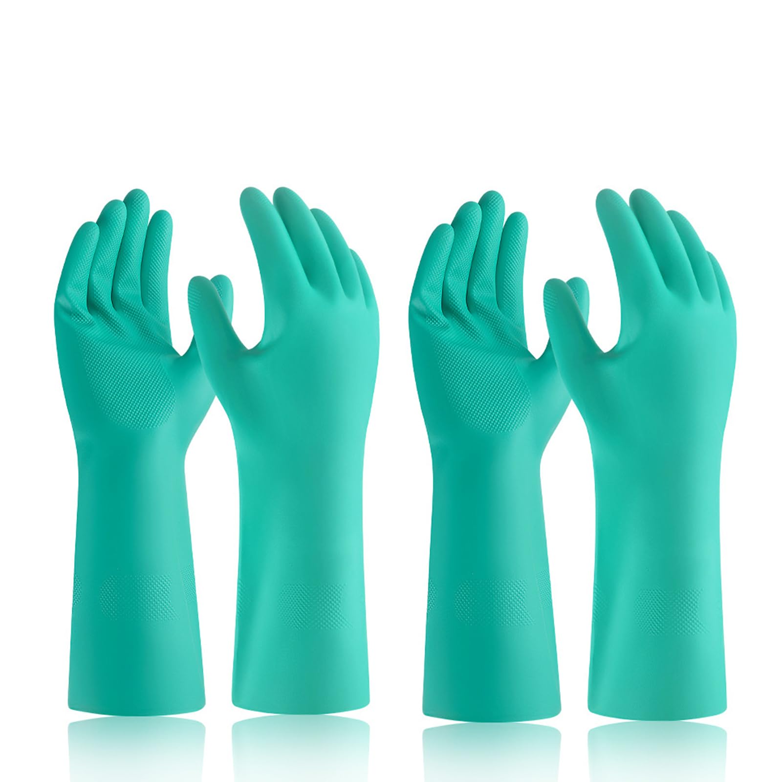 Gants Nitrile - 2 pairs - Résistants aux Produits Chimiques pour Travaux Ménagers et Industriels - Sans Latex, Imperméable, pour Nettoyage et Vaisselle