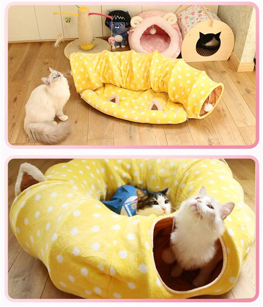 2-in-1 Katzentunnelbett Mit Plüschball – Weiches Schlaf- & Spielbett, Ca. 60x60 Cm, Waschbar, Für Katzen Bis 6 Kg
