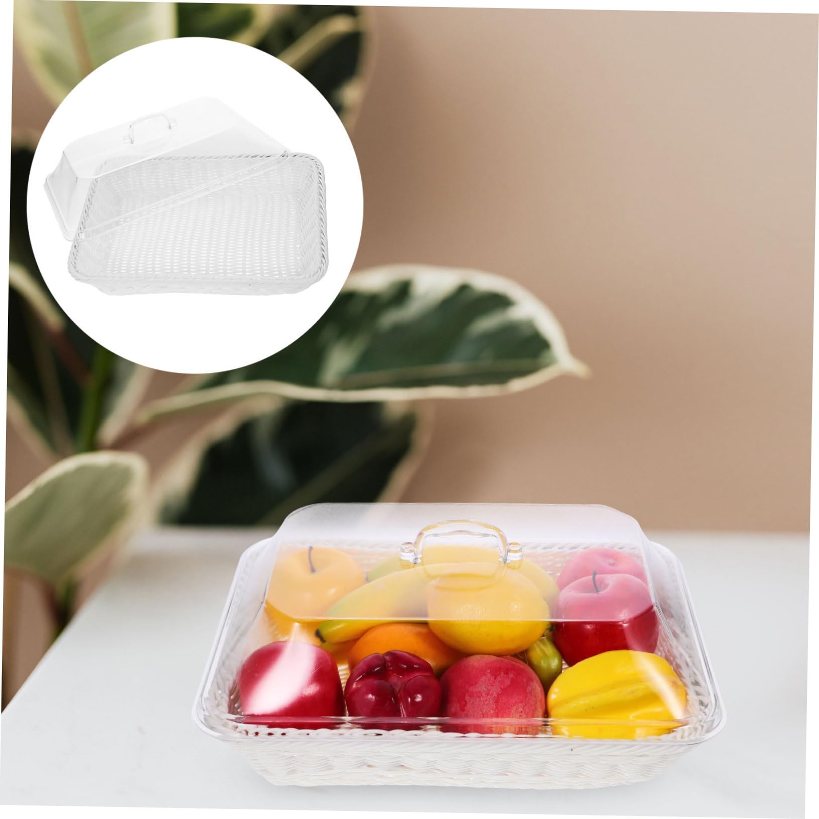 Cesta de Almacenamiento Tejida con Tapa Bandeja Rectangular para Pan Diseño Espacioso y Duradero Color Reutilizable