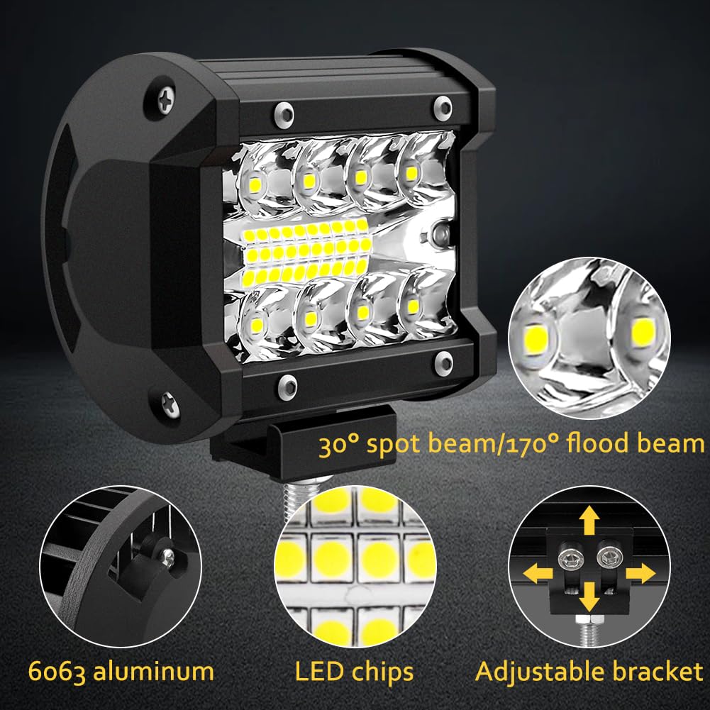 Faro da lavoro, 2 pezzi, 12 V, 60 W, 1200 lm, lampada da lavoro, 10 cm, 6000 K, luce bianca, barra LED, per auto, camion, trattore, quad, veicoli barche