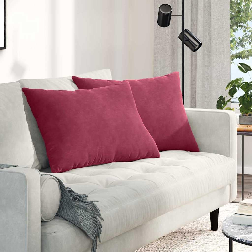 Sofakissen 2er Set 70 x 50 cm, Dekokissen aus Cordstoff in Weinrot, Weiche Kissen mit Polyesterfüllung & Reißverschluss, Moderne Wohndeko für Wohnzimmer Schlafzimmer