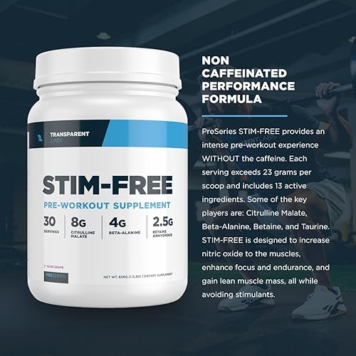 Miniatura 4 de Transparent Labs Pre-entrenamiento sin estimulación  Polvo de preentrenamiento sin cafeína y estimulación para hombres y mujeres con polvo de