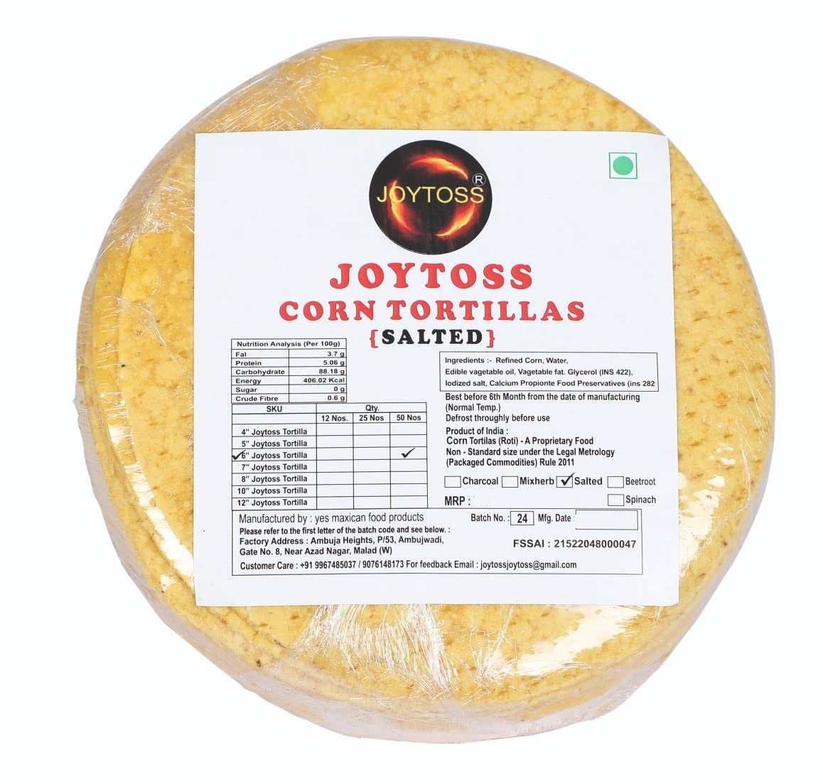 JOYTOSS Tortilla Wrap | Fresh Taste & Soft Texture l Best for Wraps, Tacos, Nachos & Rolls l Ready to Eat Healthy Food - Pack of 25 (SALTED) (B0BH69D799) Amazon Price History, Amazon Price Tracker