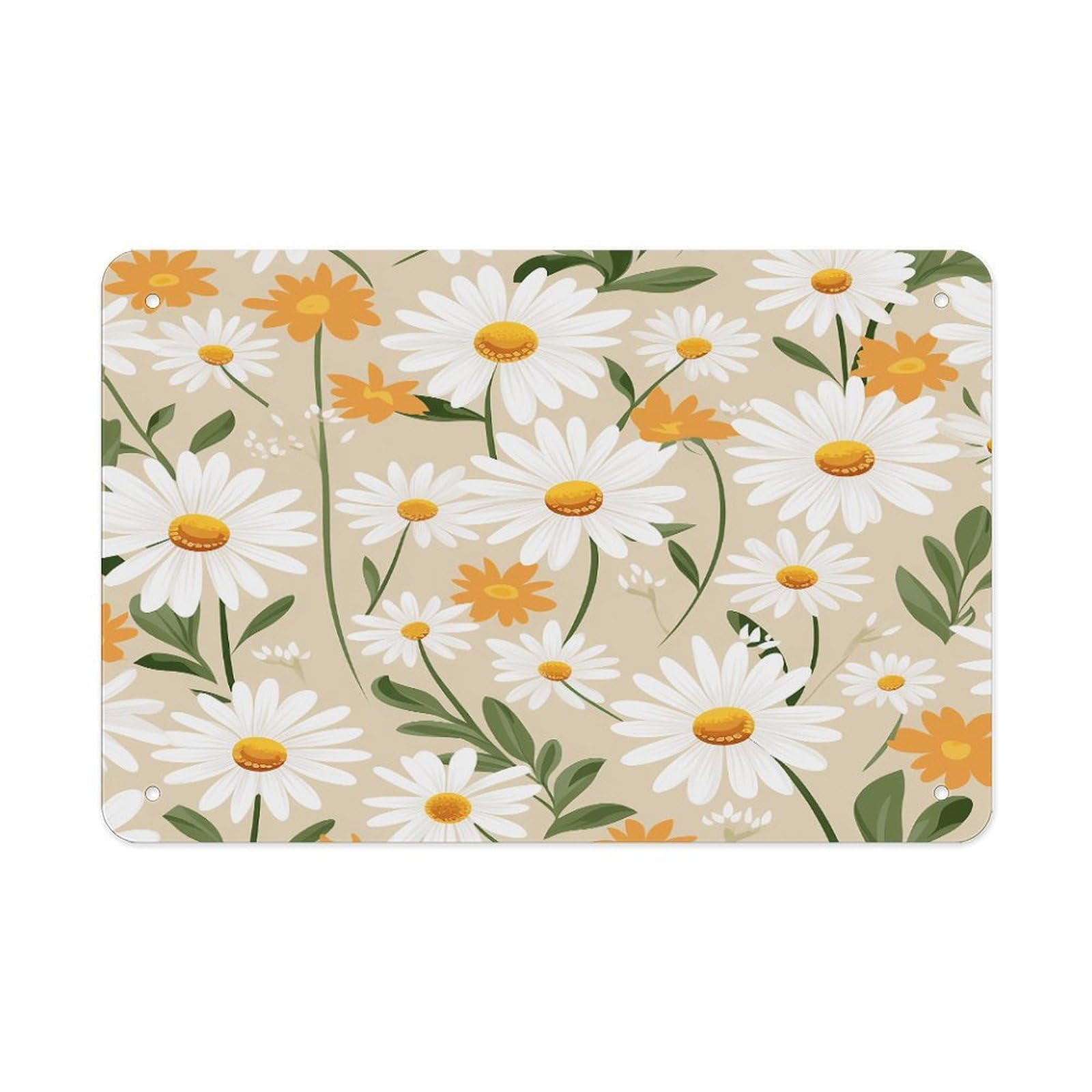 Fekiloot Style Daisy Flower Pattern Metal Signs Wall Art Tin Sign