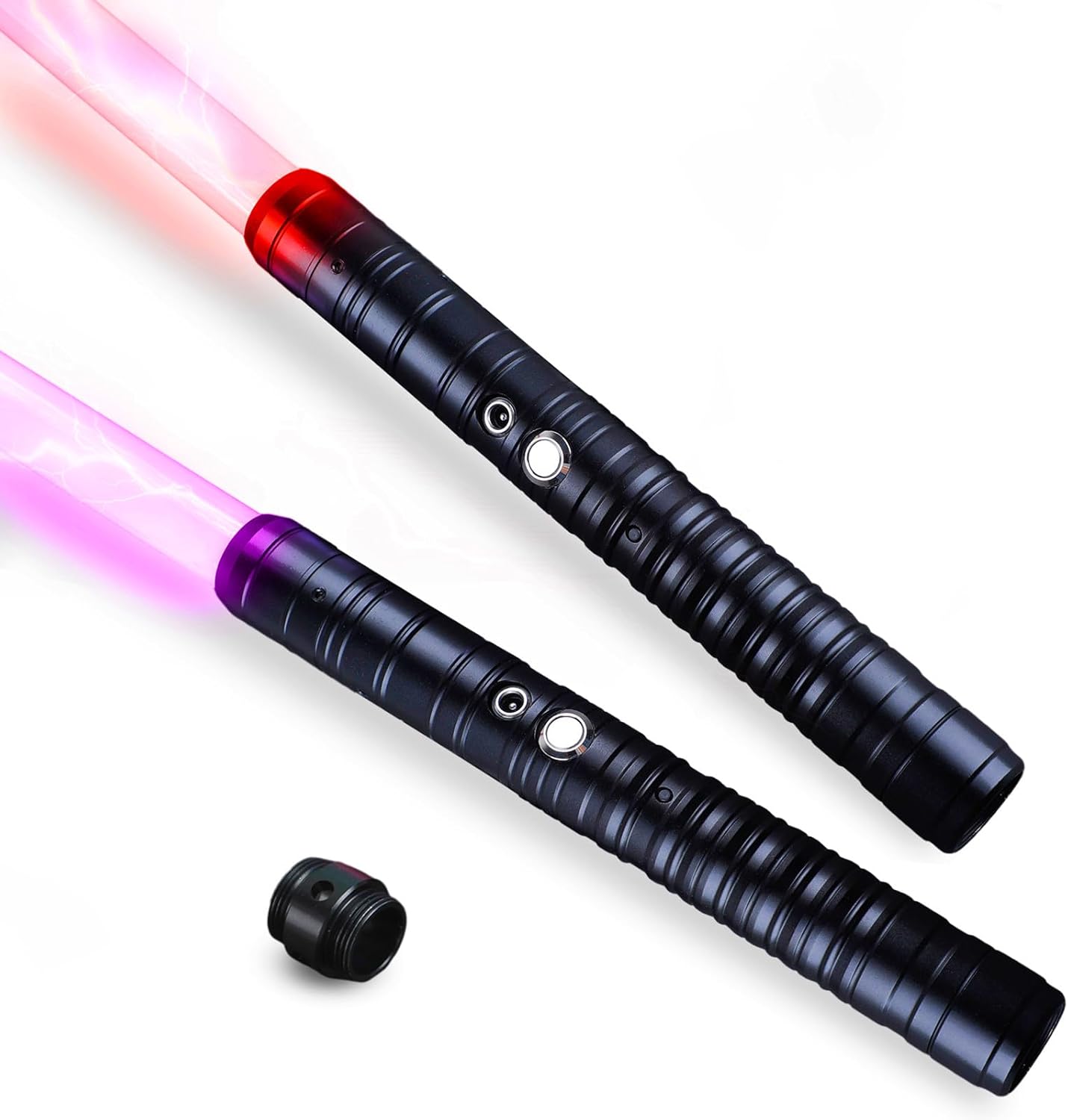 HOMZZZZ Lightsabers 2 Pack Metal Hilt Light Sabers for Adults Kids Rechargeable 2 in 1 Dueling Lightsabers with 7 Colors 3 Sounds Modes for Children's Day Birthday black 30in