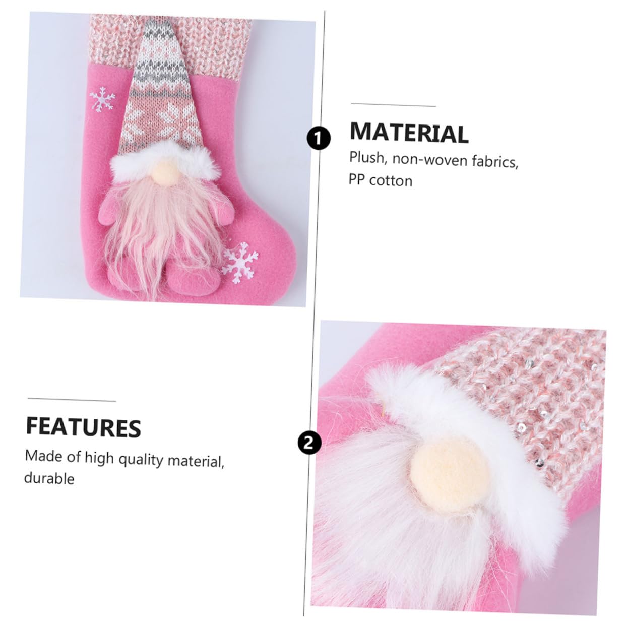 ULTECHNOVO 2pièces Chaussettes de Noël Suspendues Décoration Forme de Chaussette Pendentif Poupée sans Visage Lot