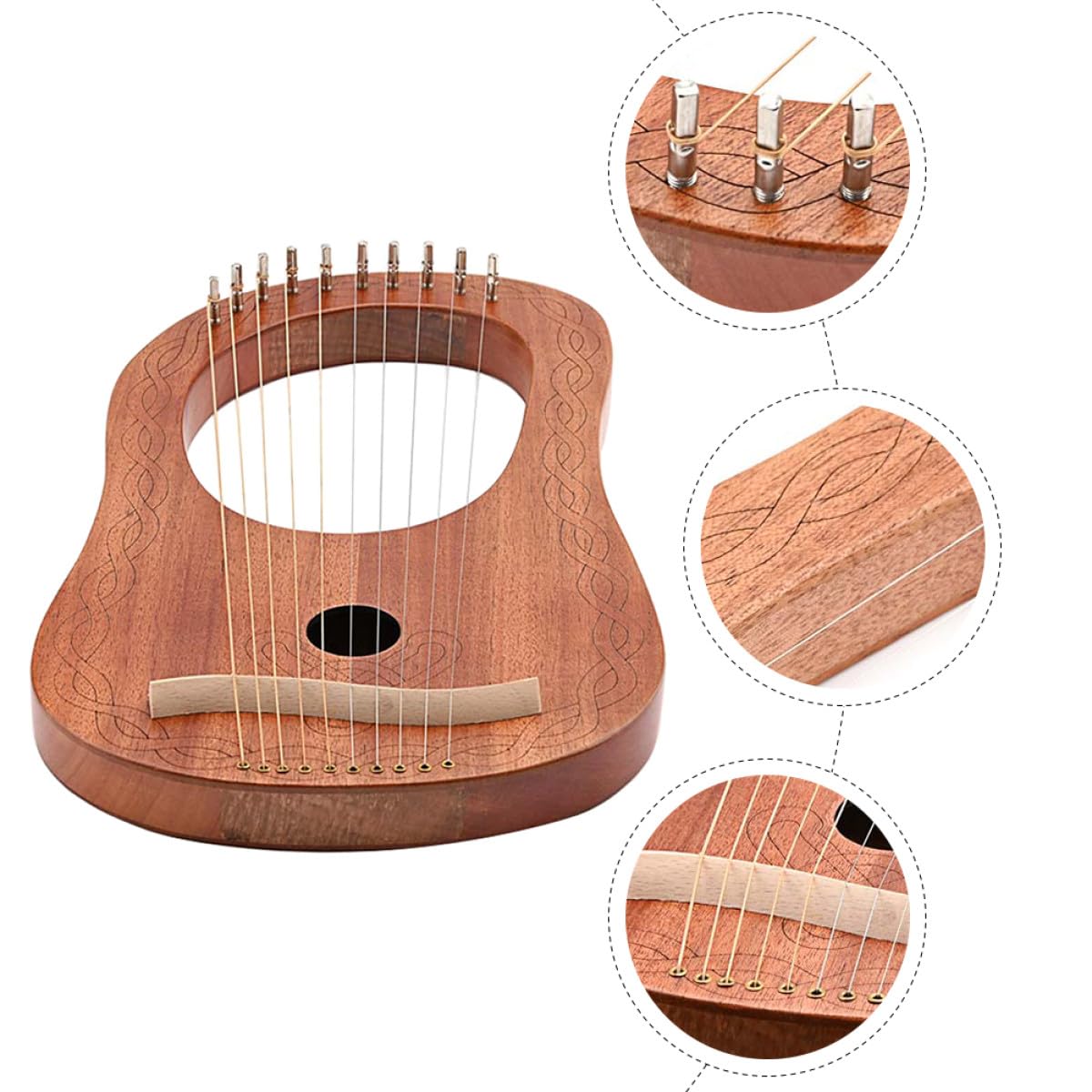 Kisangel Arpa Lira Corda Resistente Kit Di Strumenti Musicali in Legno Portatile Strumento Musicale Orchestrale Corde Per Principianti e Amanti