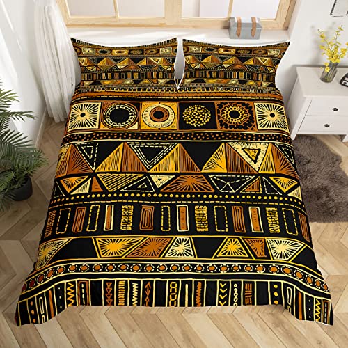 feelingyou Juego de ropa de cama exótica tropical 135 x 200 cm, funda nórdica para niños y niños, funda nórdica para niños, juego de decoración de forma geométrica dorada, 2