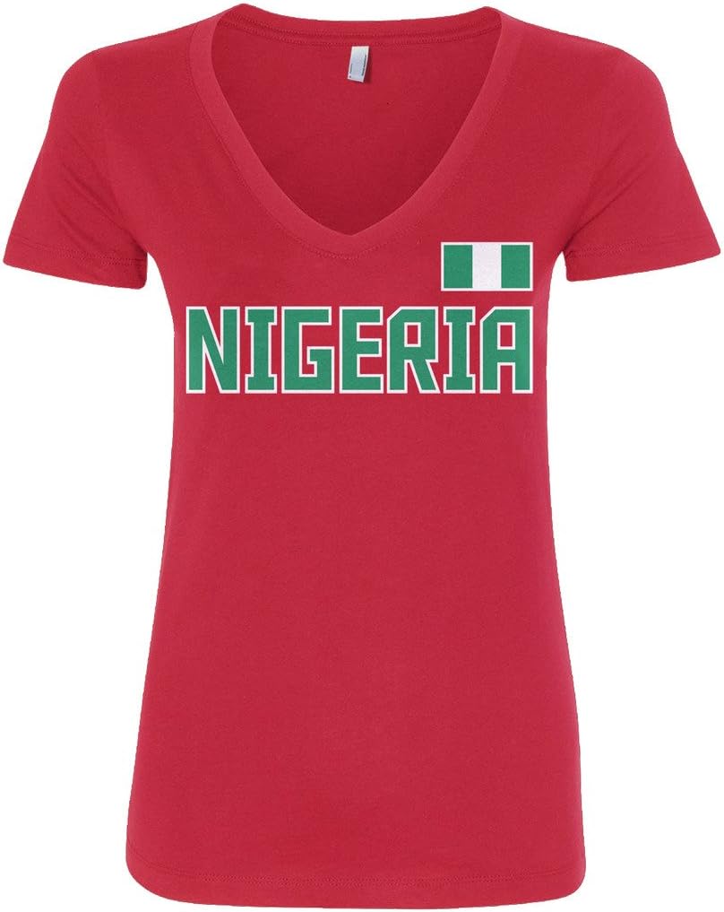 Threadrock Women's Nigeria National Pride V-Neck T-Shirt