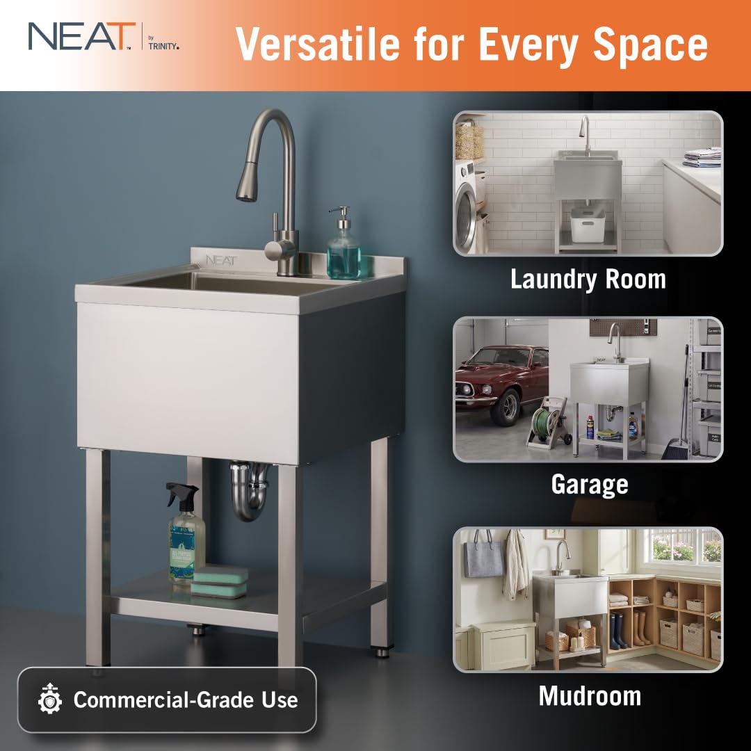 NEAT by TRINITY EcoStorage Stainless Steel Utility Sink