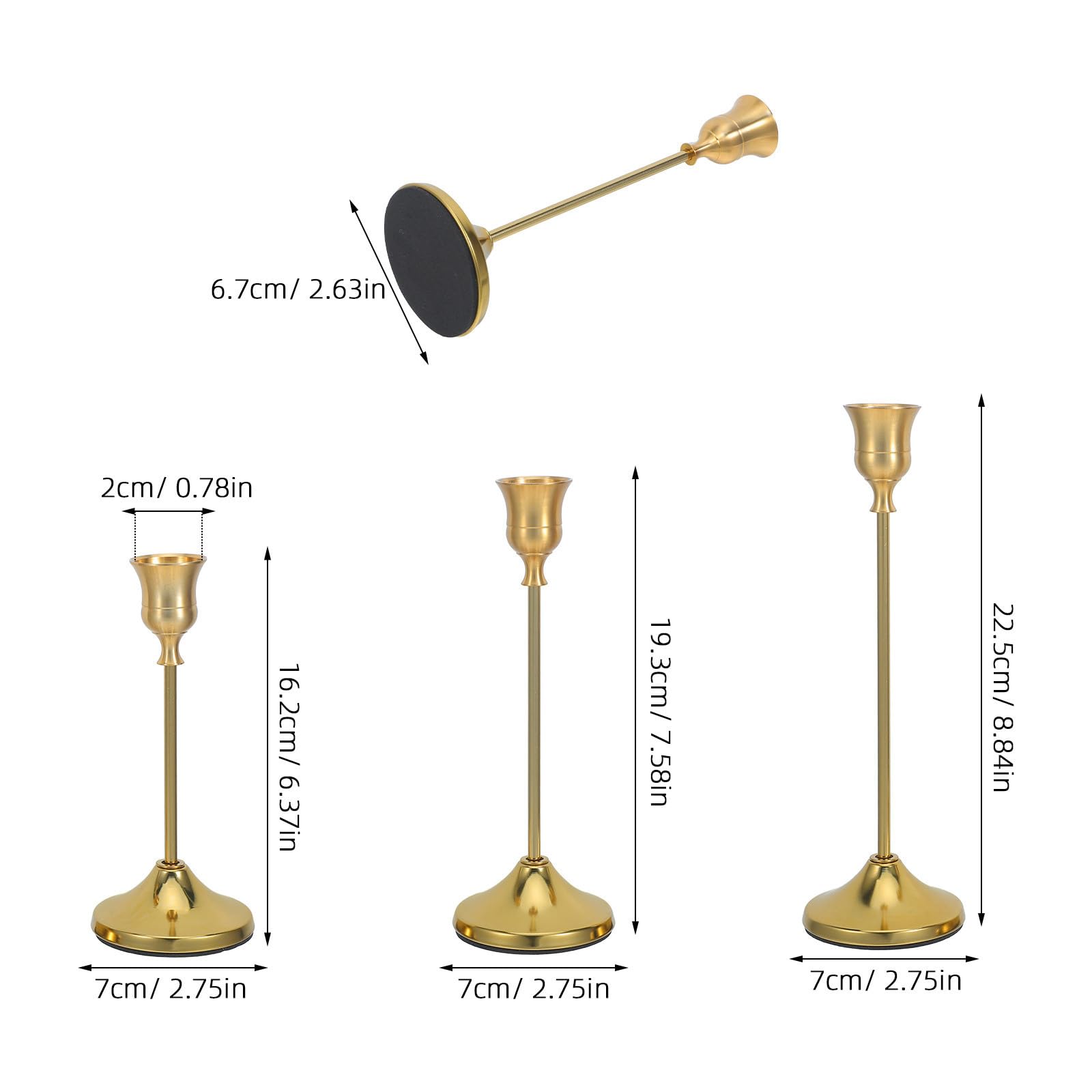 Mikikit Vintage Kerzenhalter für Stabkerzen aus Aluminiumlegierung 30 Stück Goldfarben mit Sicherem Kerzensitz und Minimalem Wachstropfen für Schlafzimmer und Dinnerpartys