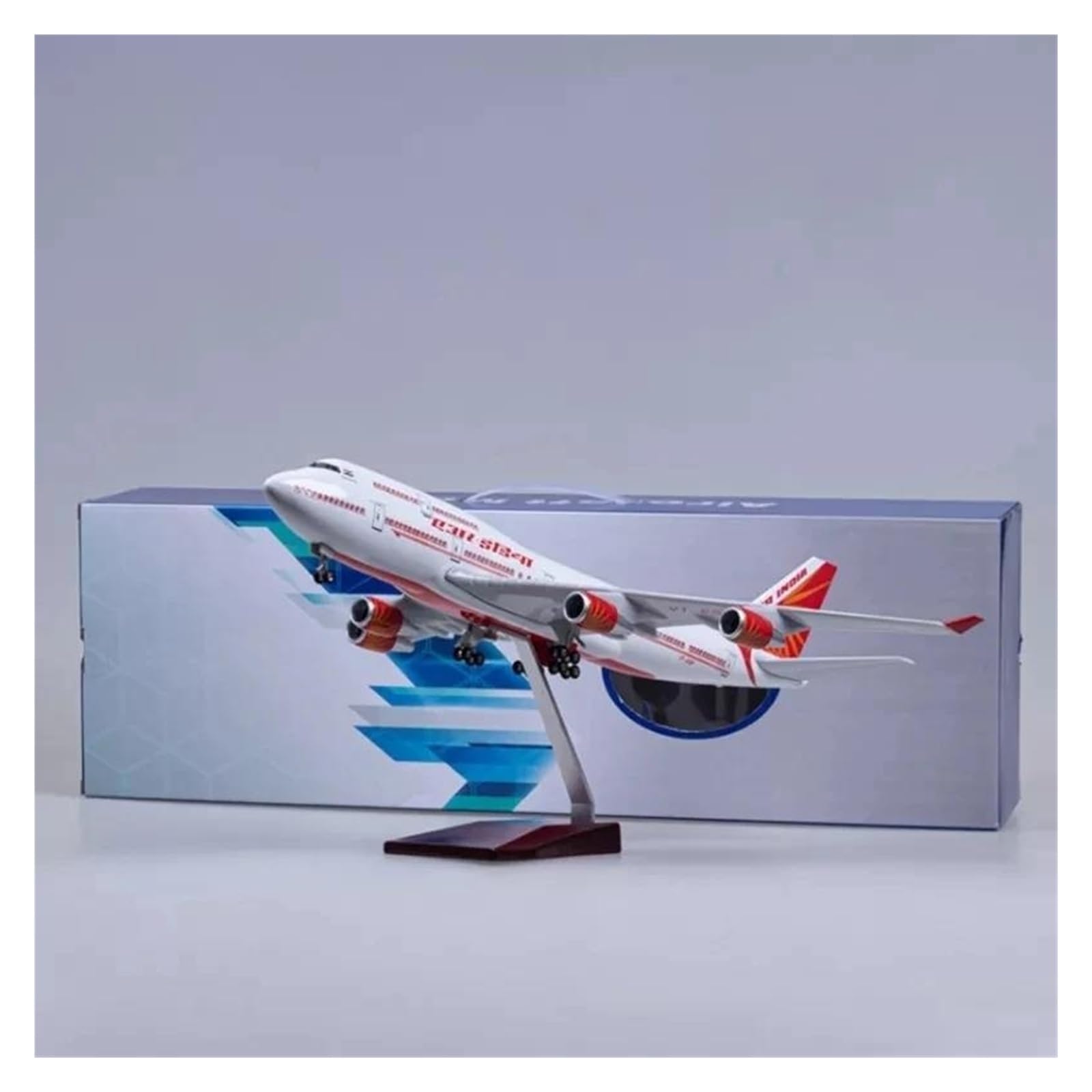 Diecast zabawki samolotowe 47CM dla Boeinga 747 model samolotu Indie samoloty W lekkie i koła podwozie maszyna do odlewania ciśnieniowego zebrane do zbierania i wyświetlania (bez lampy)