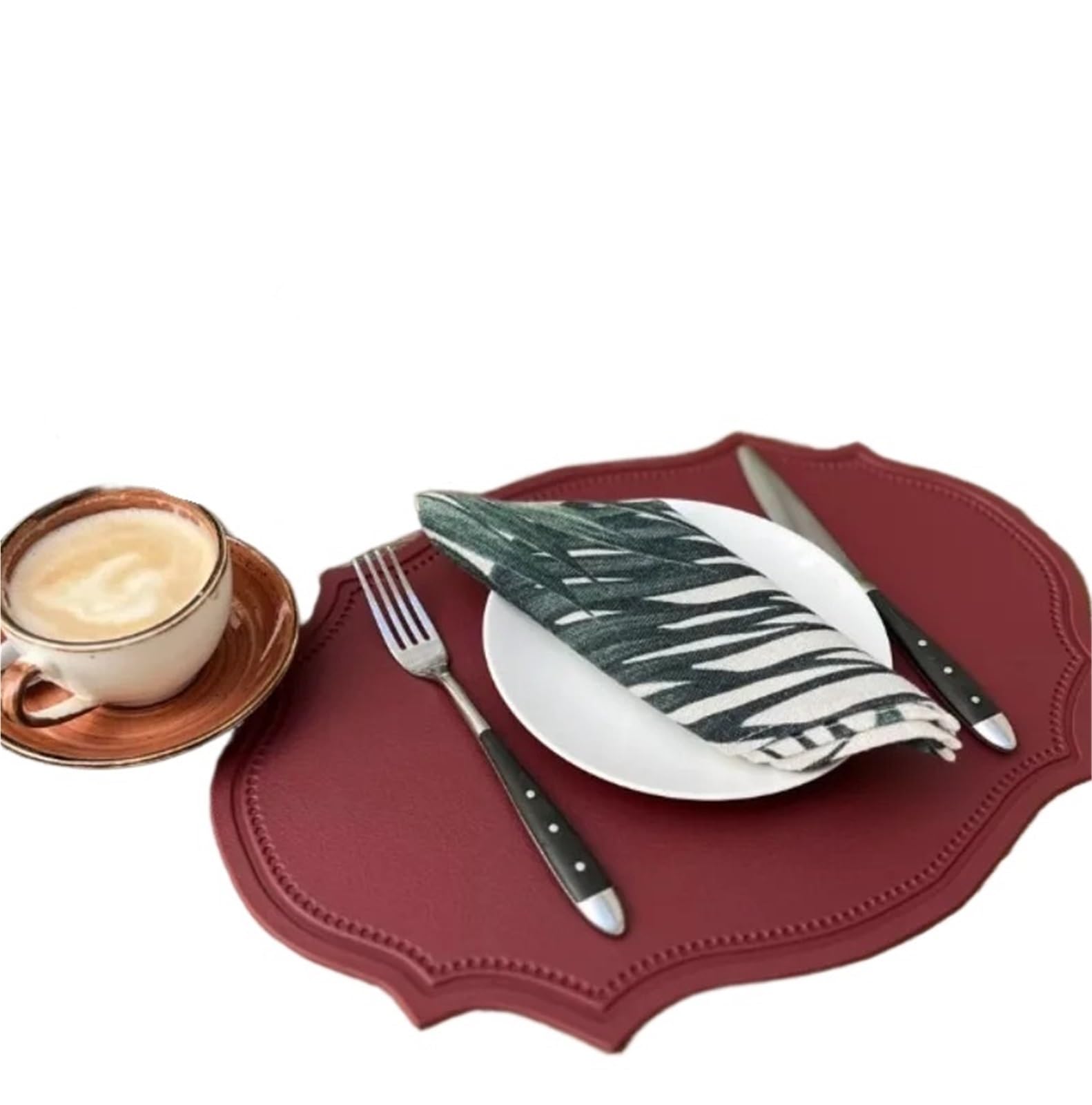 Set De Table Ovale 1/4/6 PIÈCES De Forme Ovale Rouge Napperons Ensemble Cuisine Table À Manger Tapis Napperon Vaisselle Café(Color 35,6pcs 30x43cm)
