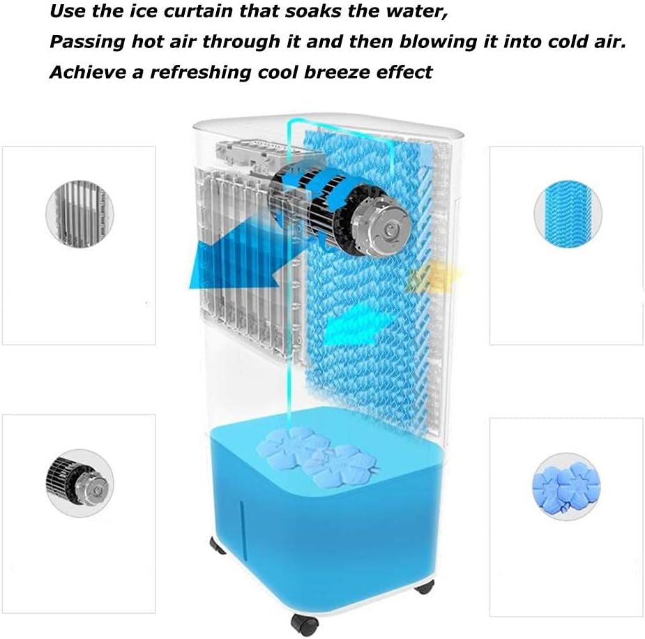 Pedestal Fans Evaporative Cooler, with Remote Control Portable Bladeless Air Cooler, Electric Fan&Humidifier, 7H Timing,LCD Display, 3 Modes Air Conditir for Indoor Home Office Dorms 55W