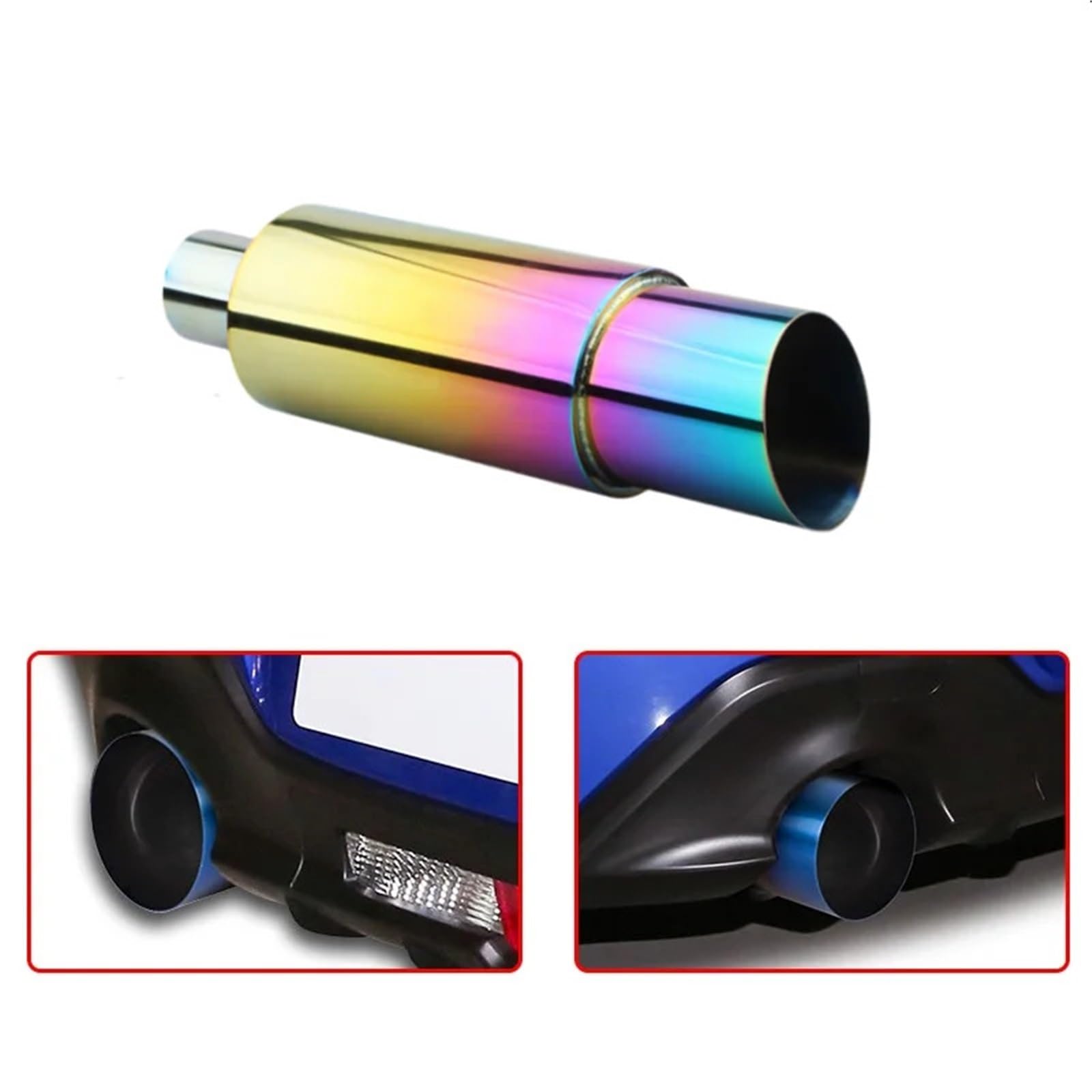 Car Silencer Uniwersalny tłumik układu wydechowego samochodu ze stali nierdzewnej prosty wydechowy poprawia dźwięk i styl(Matte black51-89)