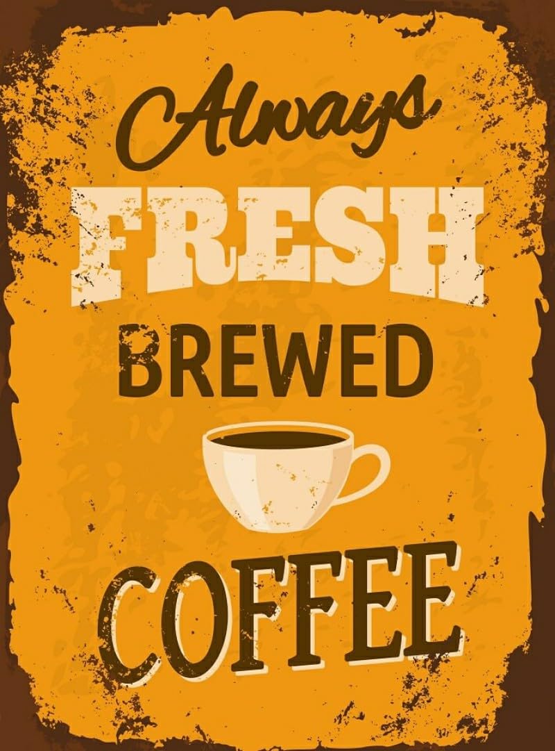 Kwqdozf Tin Sign-1 12X16inch Fresh Brewed Coffee Vintage Metal Aluminum Tin Sign Door Signs 1