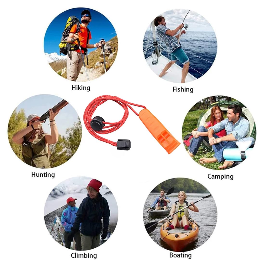 2 unidades de silbato de emergencia, silbatos de seguridad, silbato de señal hasta 4000 Hz con correa reflectante ajustable para kayak, navegación en bote, natación, supervivencia en el agua