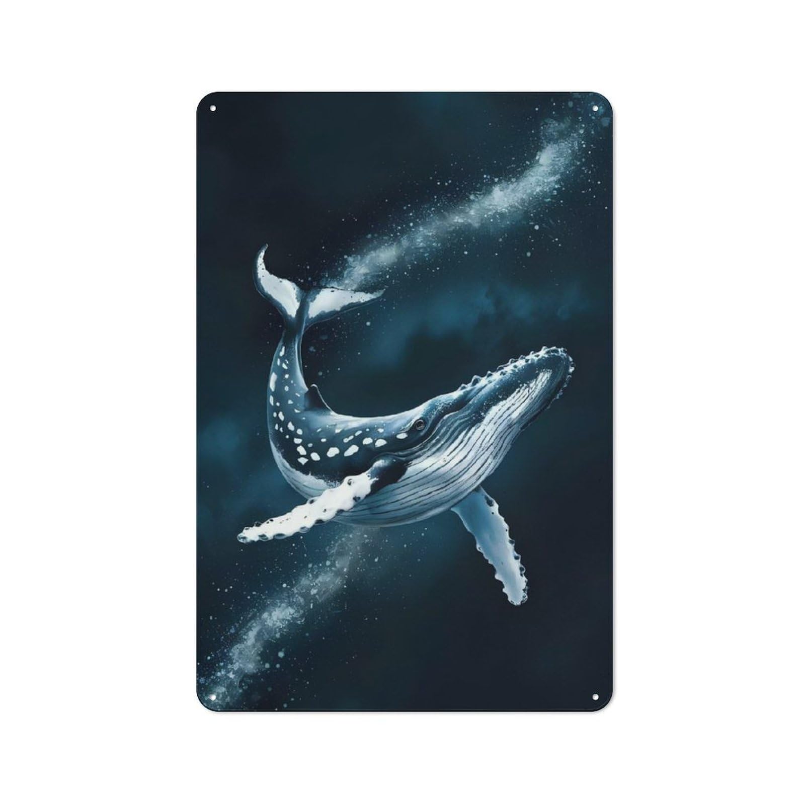 Farmhouse Whale in The Deep Blue Sea Country Metal Sign 30x20cm, Cottage Wall Art for Farmhouse Kitchen, Pantry Or Dining Area