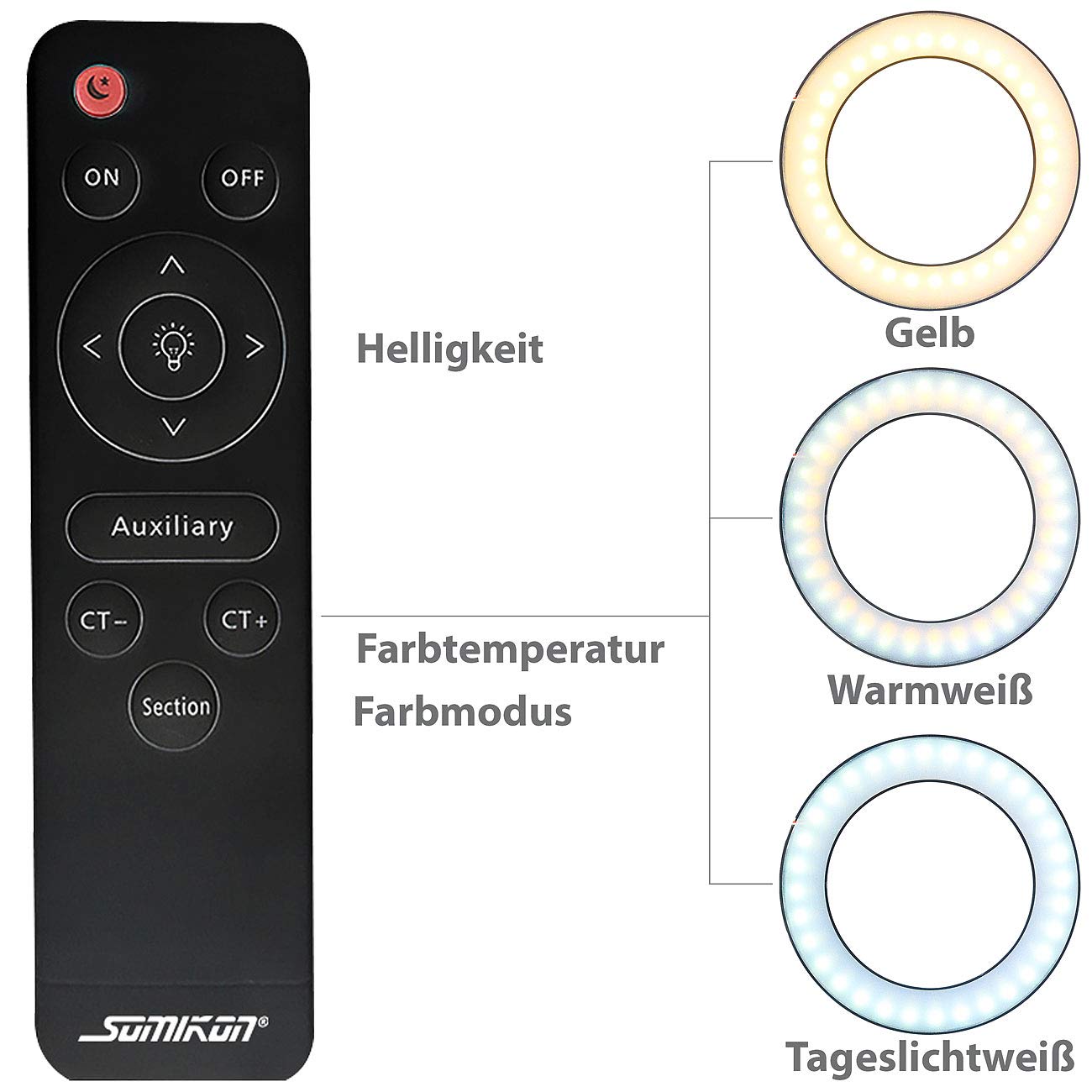 Somikon LED-Ringlicht Stativ: XL-LED-Ringlicht mit Smartphone-Halter, Ø 46 cm, Versandrückläufer (Handy Stativ, Selfie, iPad)