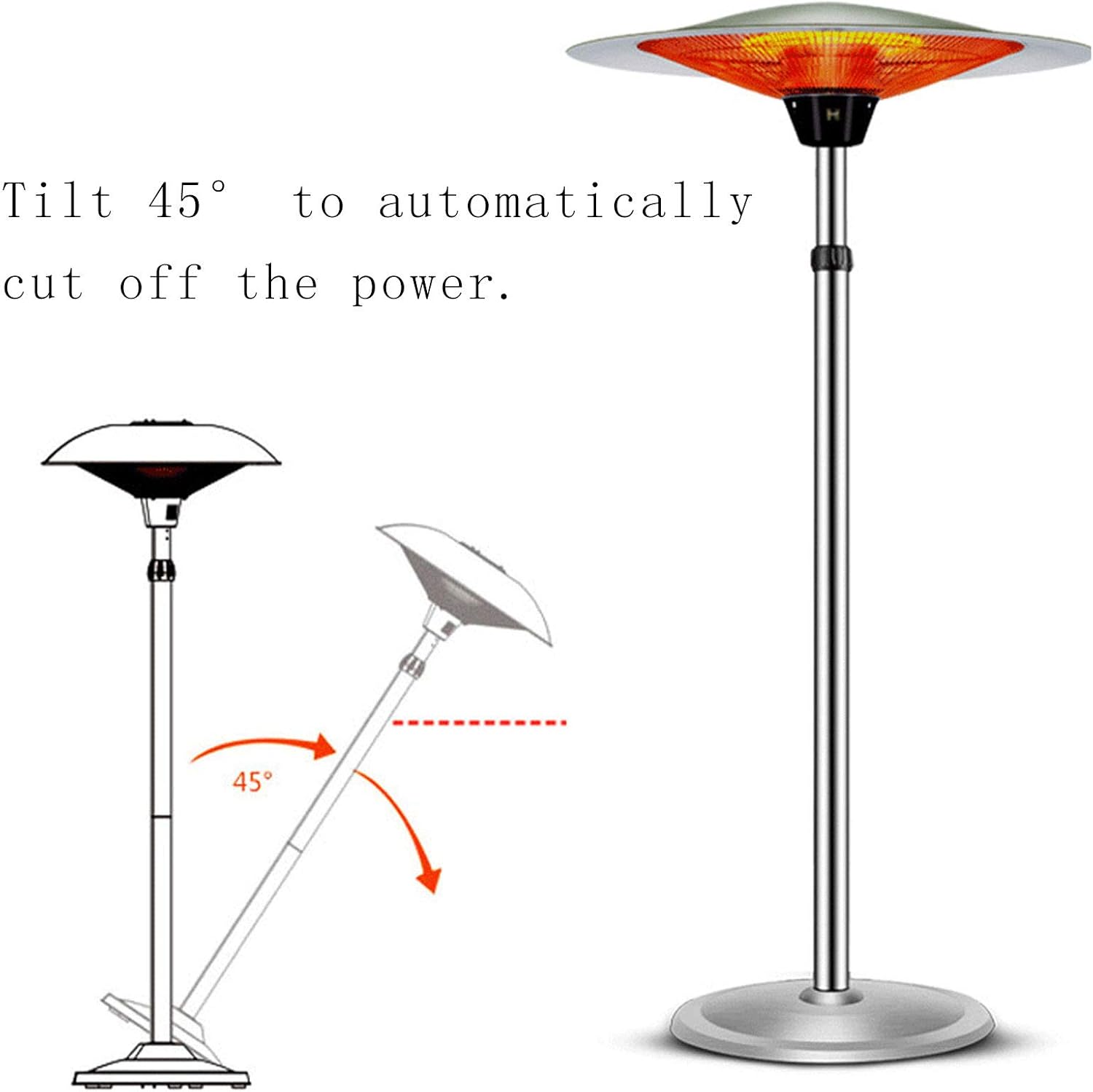 Patio Heater-2100W Outdoor Heater Outdoor Patio Heater Outdoor Electric Heater w/3 Power Levels Patio Heater for Overheat Protection Tip-Over Weatherproof Garage Garden