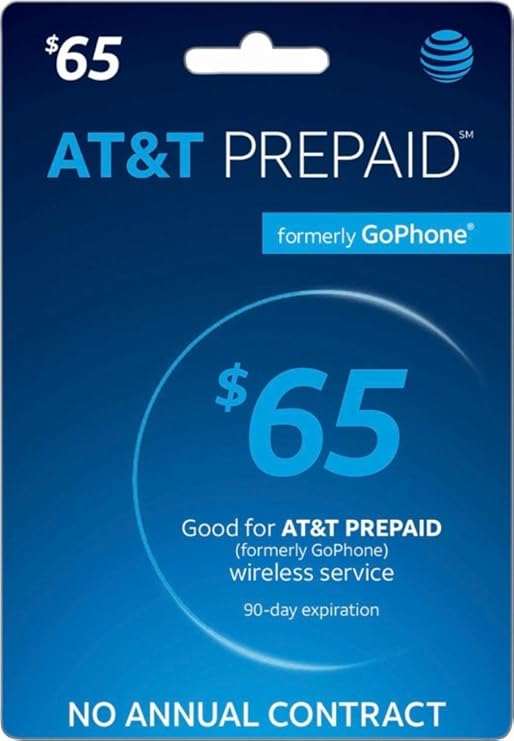 AT&T Prepaid Card $65 - AT&T Prepaid Refill Top-Up Card $65