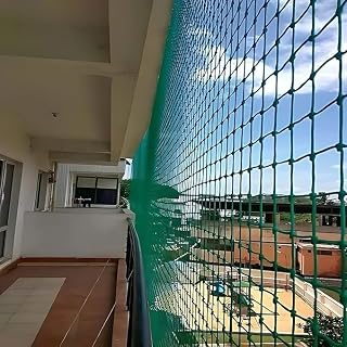 Essoti Monkey Net/Cricket Net/Children Safety net/Nylon - (10X15FT) - 2 MM 30 Ply String Size 44 mm Hole, Green in Color Sample Kit Along (10X15 FT, Green)