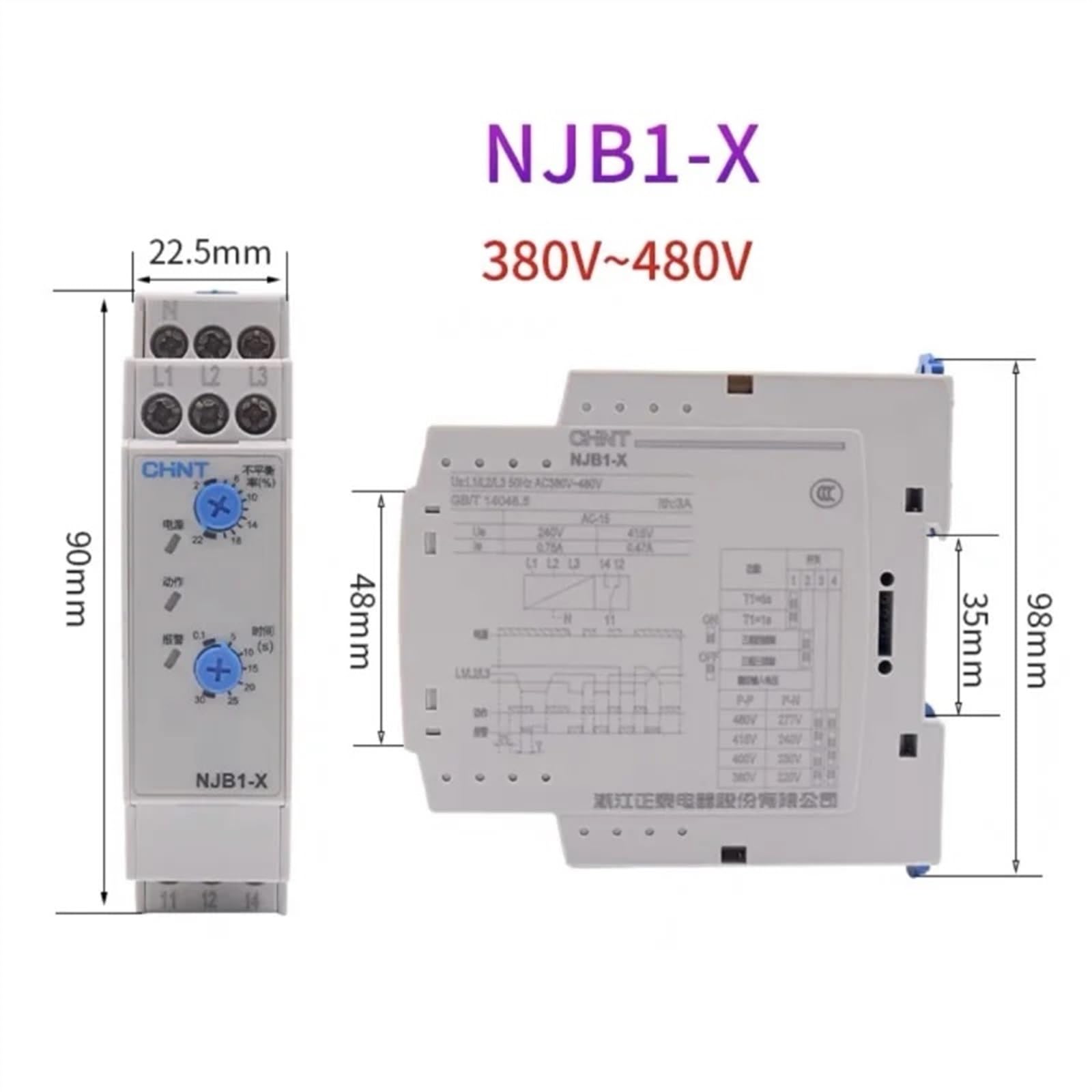 NJB1-X1 Relè di protezione sequenza di fase NJB1-X Protezione da squilibrio trifase 220 V 380 V NJB1(NJB1-X)
