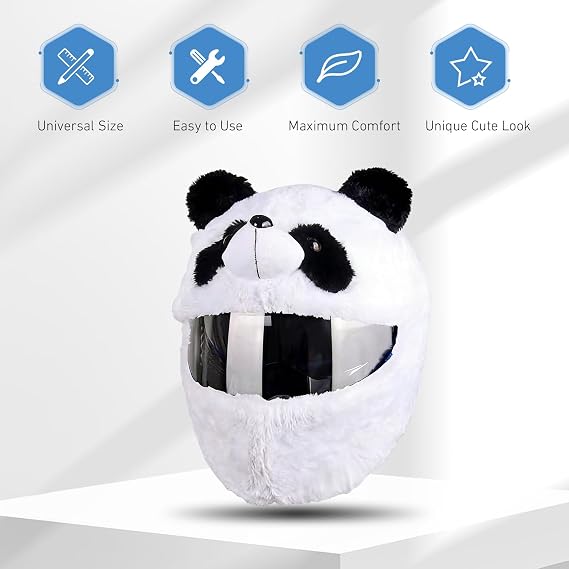 Cute Plush Animal Motorcycle Helmet Cover, Soft Lightweight Auto Helmet Accessory, Breathable Full Face Helmets Protector, Universal for Most Motorcycle Helmets