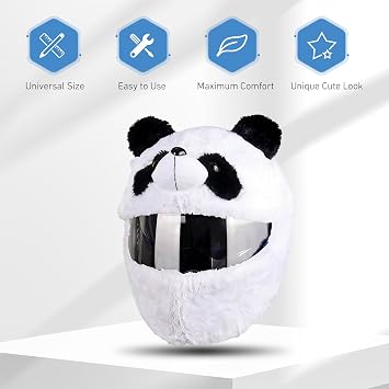 Cute Plush Animal Motorcycle Helmet Cover, Soft Lightweight Auto Helmet Accessory, Breathable Full Face Helmets Protector, Universal for Most Motorcycle Helmets