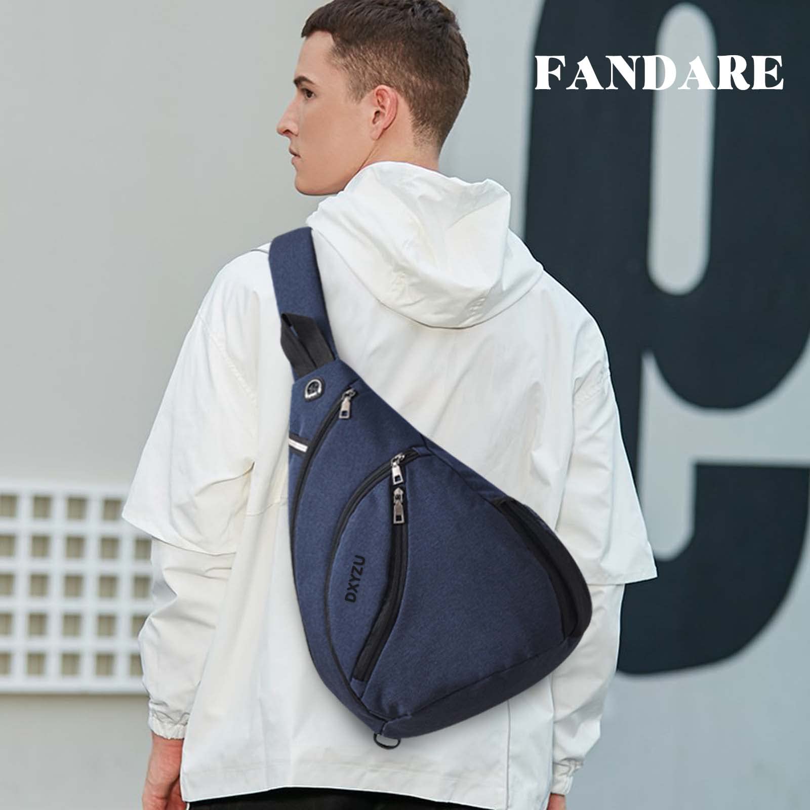 FANDARE Ultraligero Bolso Pecho Hombre Mujer Bolsos Cruzados Bolso de Pecho Bandoleras Cruzada Sling Crossbody Bag para Viaje Deportes Ciclismo Montañismo pequeña Mochila Impermeable Nailon Azul