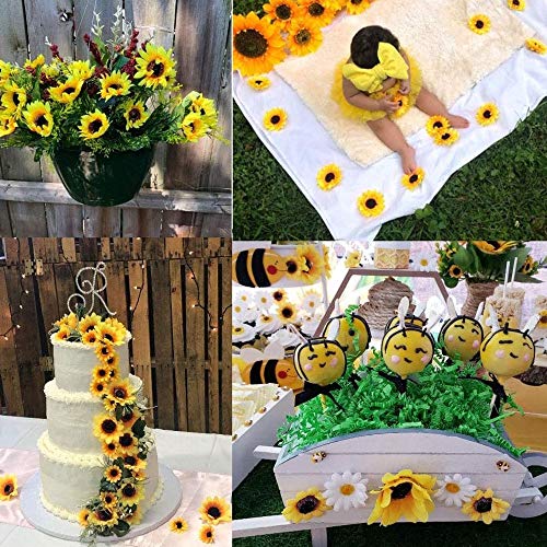 Sitrzuiget 50Pcs Artificial Sunflower Heads Fabric Sunflower Heads for Wedding Decoration Bridal Bouquet DIY Handicrafts - Image 2