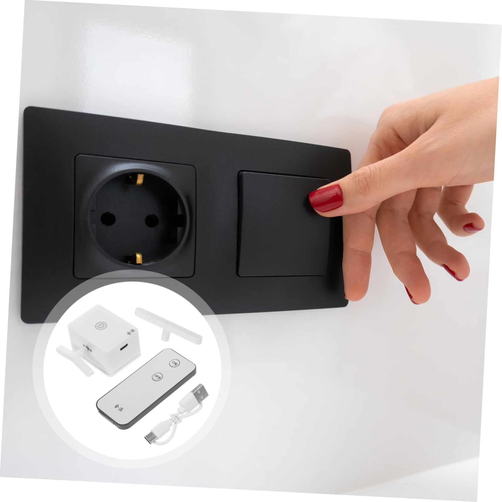 Operitacx Interruptor Inalambrico 12v para Luces y Lámparas, Pulsador Inalámbrico con Control Remoto, 2 Juegos, Abs, Recargable, para Hogares y Trabajo