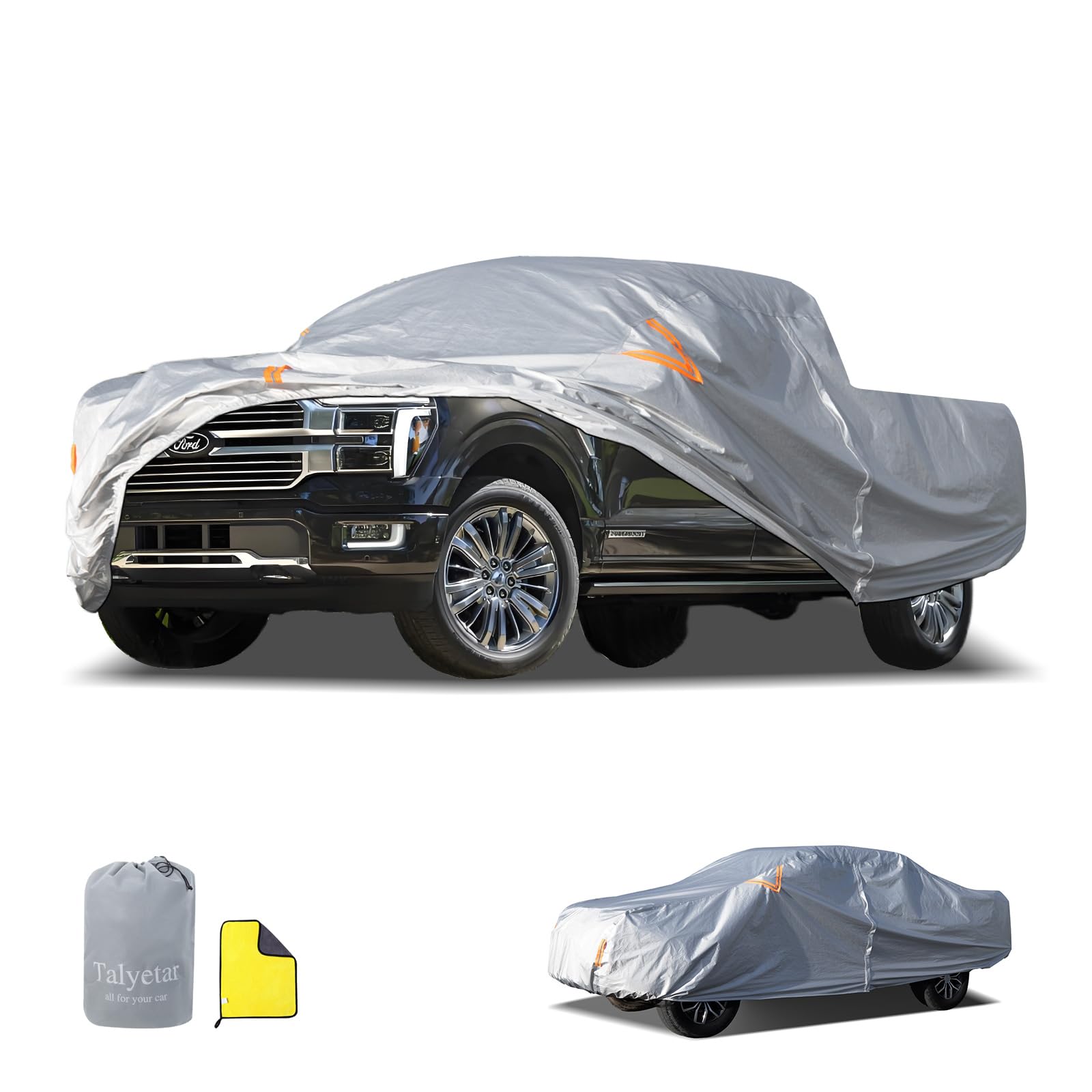 Truck Cover Waterproof All Weather,Outdoor Car Cover Sun Uv Rain Protection,Universal Fit for Chevy C10 S10,Ford F100,Ram 150 250,Maverick,Fit Truck-Length (Up to 213")