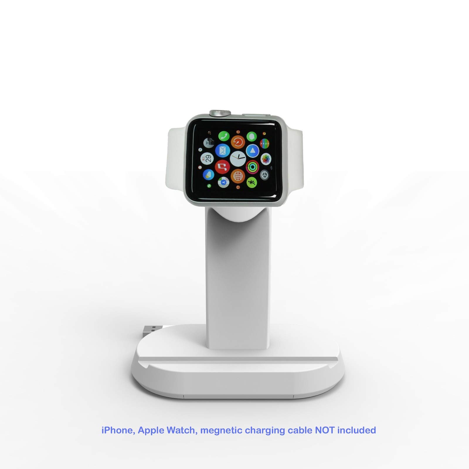 CyberTech Replacement 2 in 1 iWatch Stand Charging Station Dock Cradle Holder with Built-in Insert Slots, Compatible for iPhone & Apple iWatch 38/42 mm 2015, iWatch 3, Nike +, Hermes Watch (White)