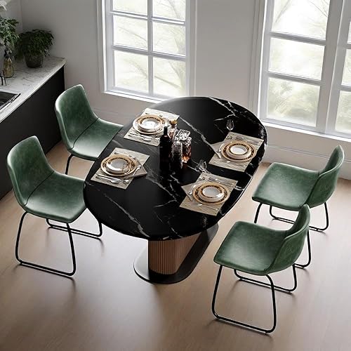 Miniatura 47 de Juego de 3 taburetes de bar de 26 pulgadas, modernos taburetes de bar de altura de barra, taburetes de bar de cuero sintético con respaldo y patas