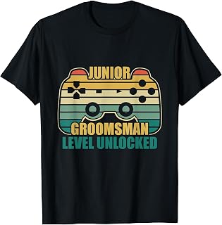 Retro Vintage Junior Groomsman Gaming Video Gamer Gift T-Shirt
