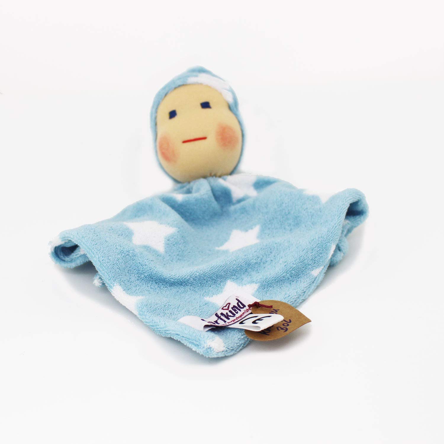 Baby Schmusetuch nach Waldorf Art, Knötchen hellblau, Für Kinder, Spielzeug aus Stoff, Gesche,Schlafwichtel, Dorfkind, Schmusetuch, Baby Puppe, Wichtel Nach Wal
