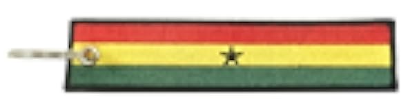 Ghana Flag Key Chain, 100% Embroidered