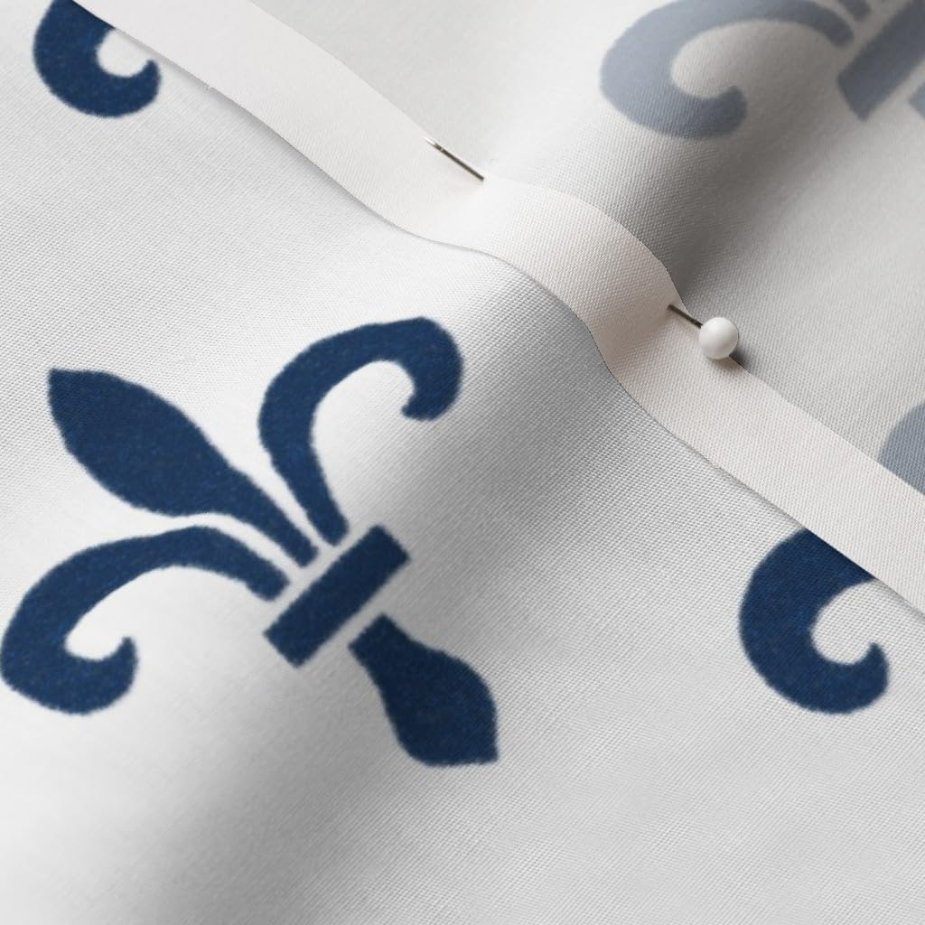 Spoonflower Fabric - Fleur De Lis Blue White Gothic Medieval French Printed on Cotton Poplin Fabric by The Yard - Sewing Shirting Quilting Dresses Apparel Crafts