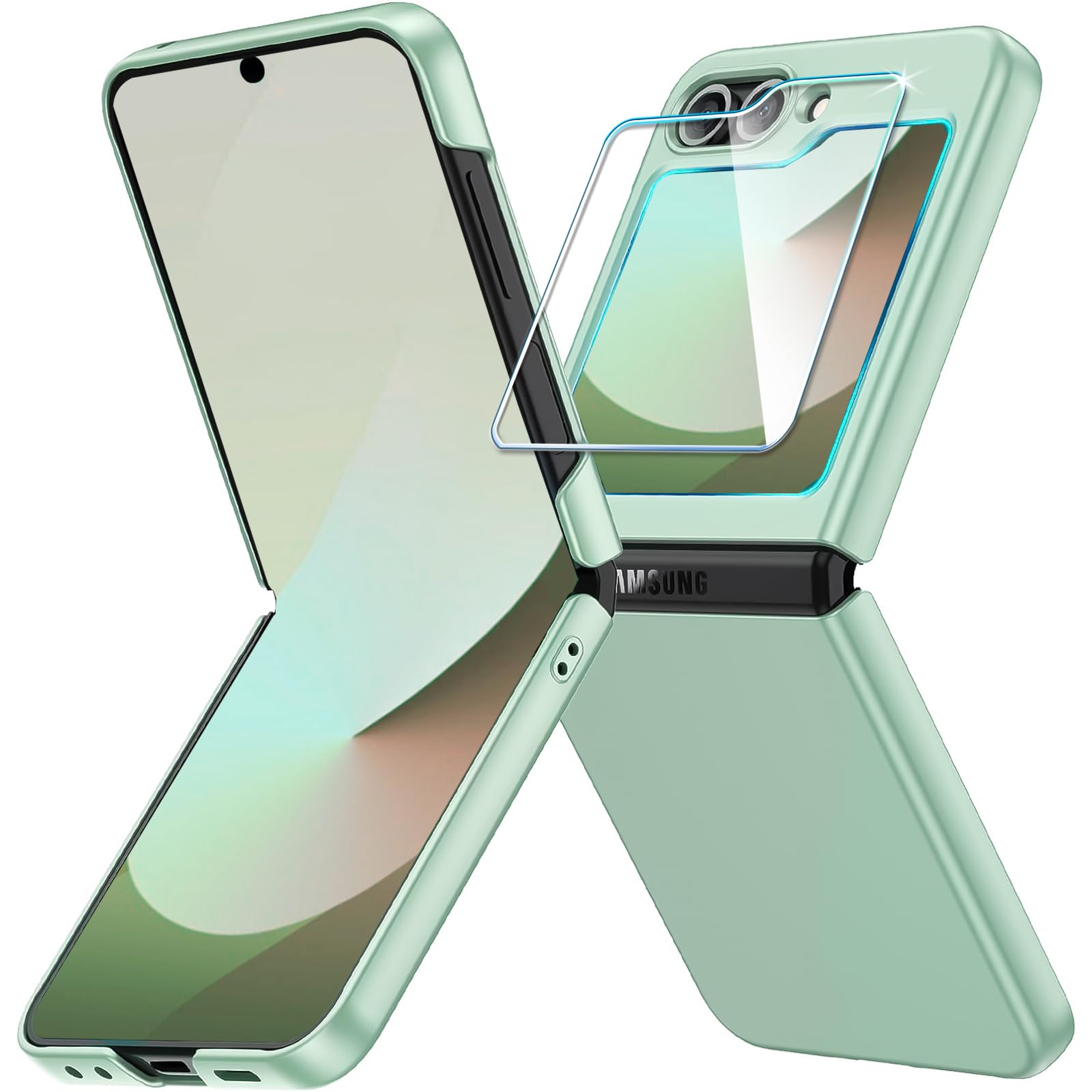 Case for Samsung Galaxy Z Flip 6,Thin Slim Hard PC Galaxy Flip z6 Phone  Cover with External Screen Protector, Non-Slip Shockproof Protective Cases