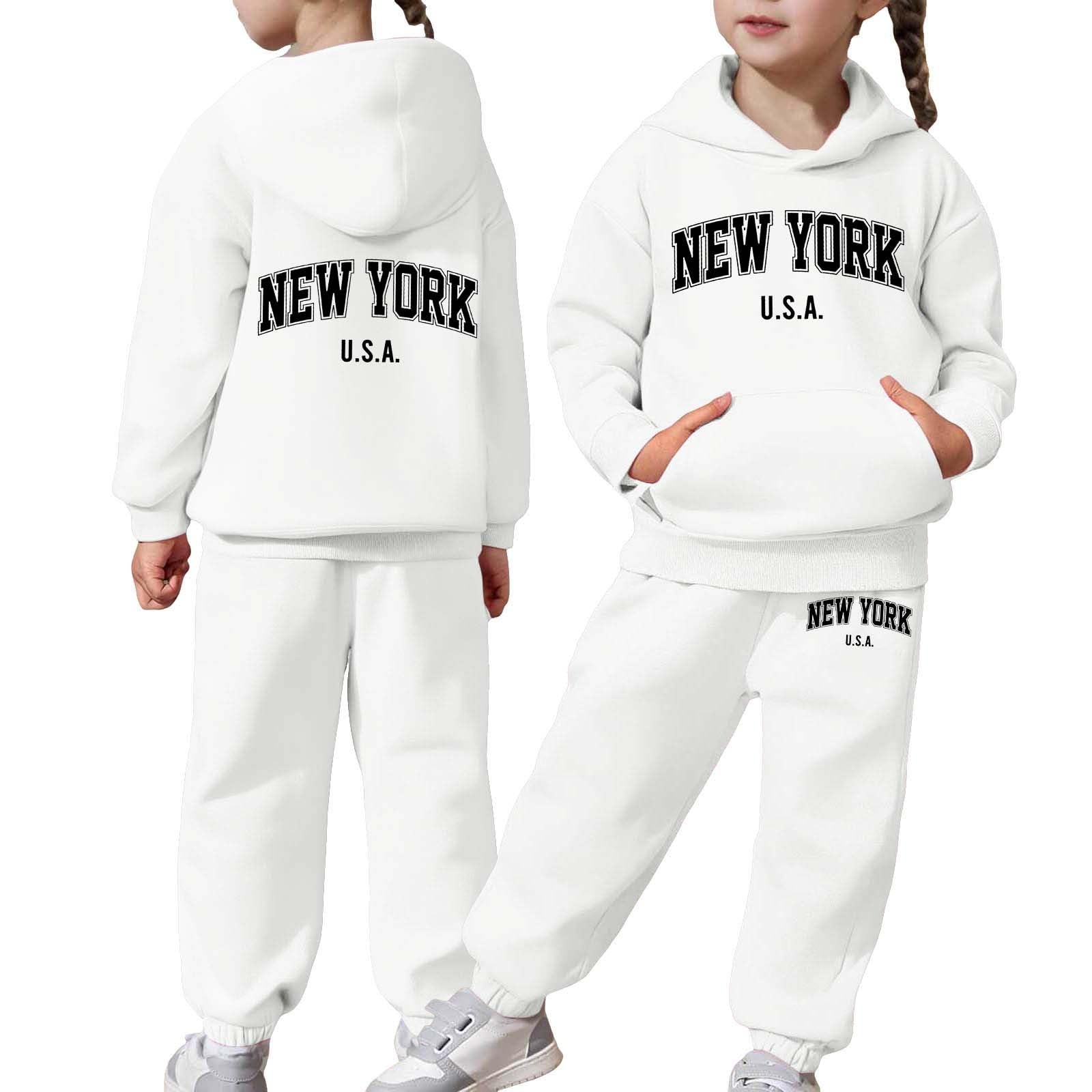 Ensemble de sweat à capuche enfant confortable et pantalon longue blanc