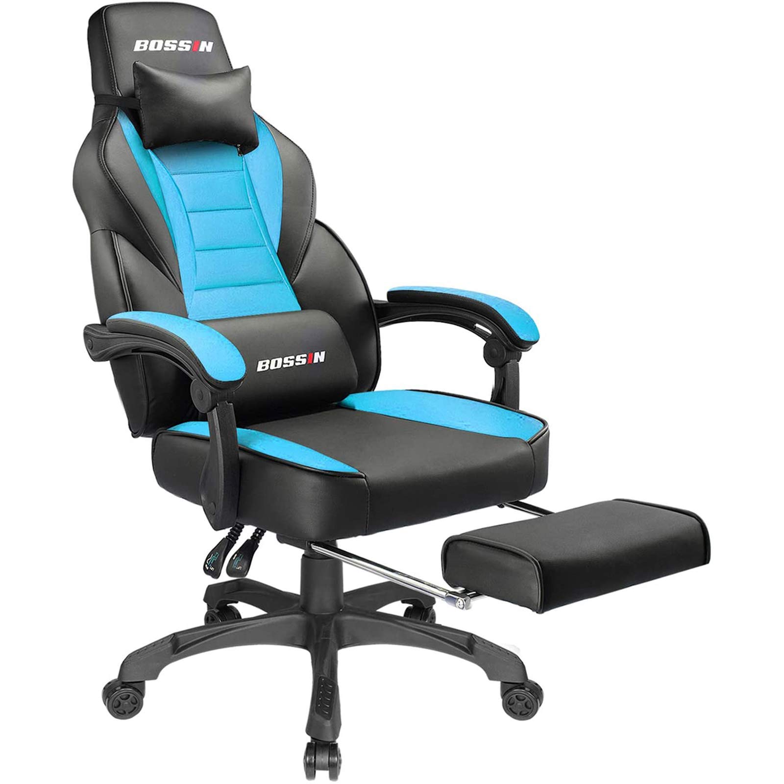 Amazon Com Bossin Racing Style Gaming Chair Office Computer Desk Chair With Footrest And Headrest Ergonomic Design Large Size High Back E Sports Chair Pu Leather Swivel Chair Sillas Gaming Tiffany Blue Kitchen Dining