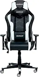 MAX RACER - Cadeira Gamer Tactical - Poltronas Gamer de Aço, Cadeira Ergonômica para Jogos - Até150kg, Braços 3D, Giratória, Tecido Sintético P.U, Inclinação 180°, Almofada Cervical e Lombar - Branca